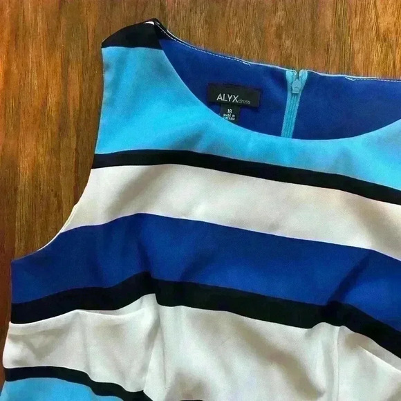 ALYX Women’s Blue Striped Dress Size 18 - Picture 6 of 7